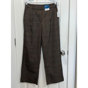 NEW Old Navy Taylor Wide Leg Trouser Extra High Rise Plaid Brown Black Pants M